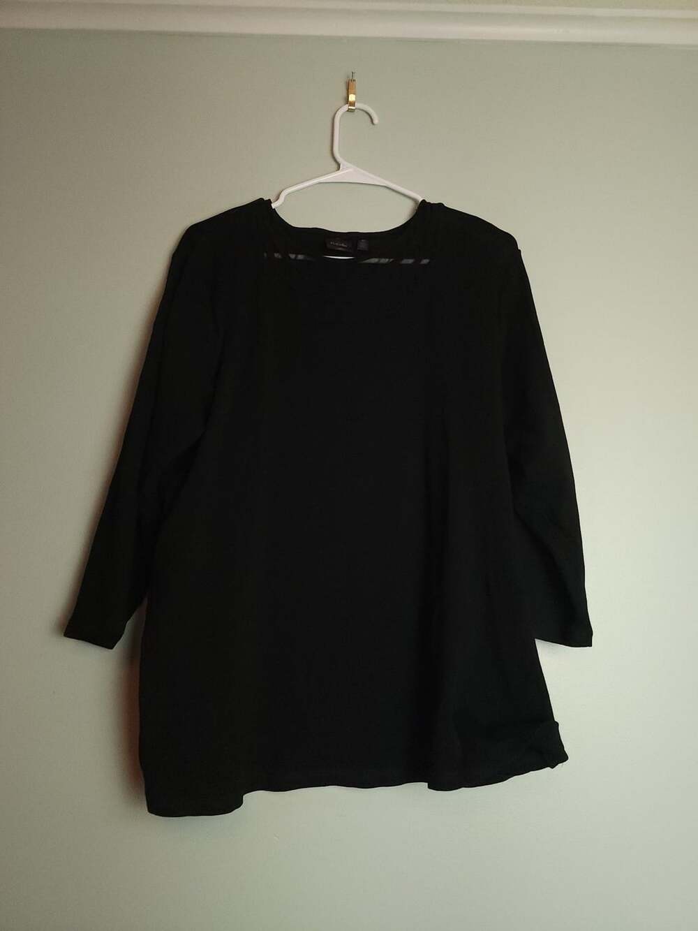 Quiet Luxury Minimalist Rafaella Women's Black Long Sleeve Cotton Blouse Size 3X